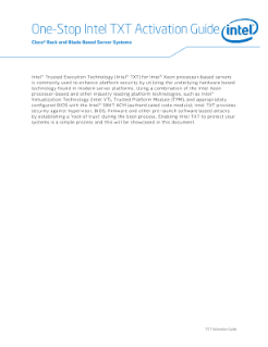 One-Stop Intel® TXT Activation Guide - Cisco* Rack and Blade Based Server Systems