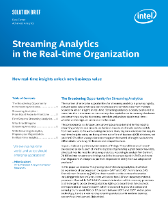 Streaming Analytics in the Real-Time Organization
